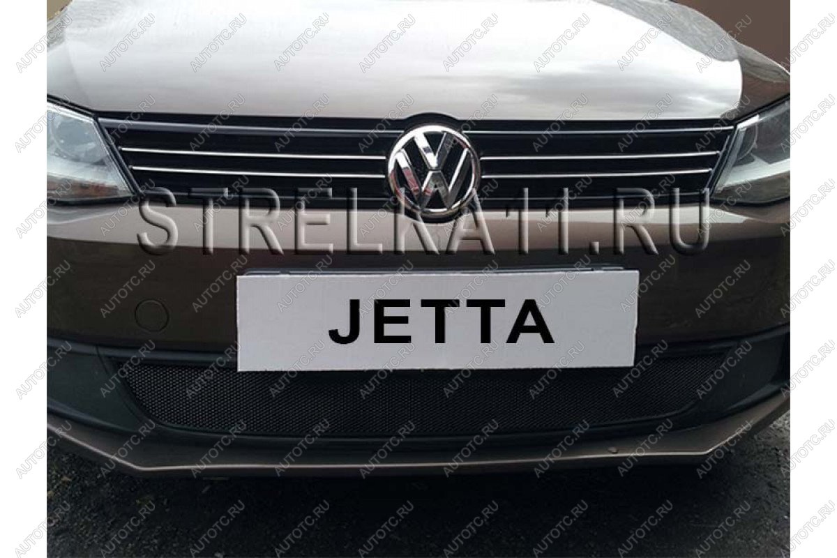 4 649 р. Защита радиатора Стрелка11 PREMIUM Volkswagen Jetta A6 седан дорестайлинг (2011-2015) (черная)  с доставкой в г. Екатеринбург