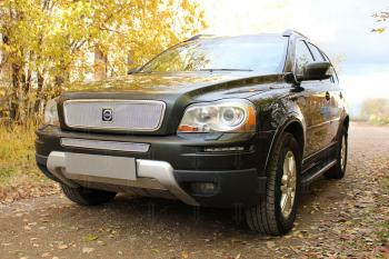 4 199 р. Защита радиатора (середина) Стрелка11 PREMIUM Volvo XC90 C рестайлинг (2006-2014) (хром)  с доставкой в г. Екатеринбург. Увеличить фотографию 2