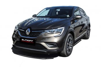 Защита переднего бампера Slitkoff (двойная, d42/32 мм) Renault (Рено) Arkana (Аркана) (2019-2024)  (Сталь с полимерным покрытием. Цвет: чёрный)