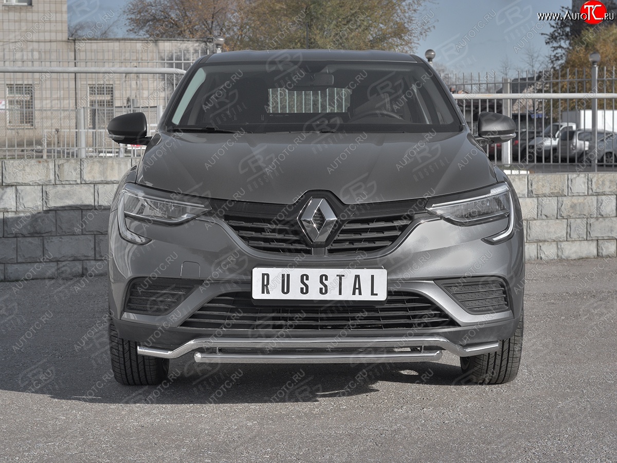 16 999 р. Защита переднего бампера (2 трубы Ø42 мм, нержавейка) SLITKOFF Renault Arkana (2019-2025)  с доставкой в г. Екатеринбург