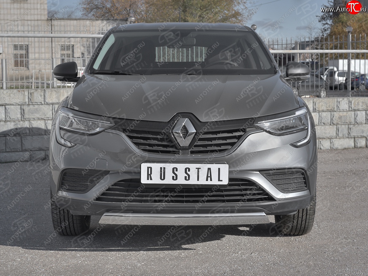 9 649 р. Защита переднего бампера (Ø75x42 мм, нержавейка) Russtal  Renault Arkana (2019-2024)  с доставкой в г. Екатеринбург