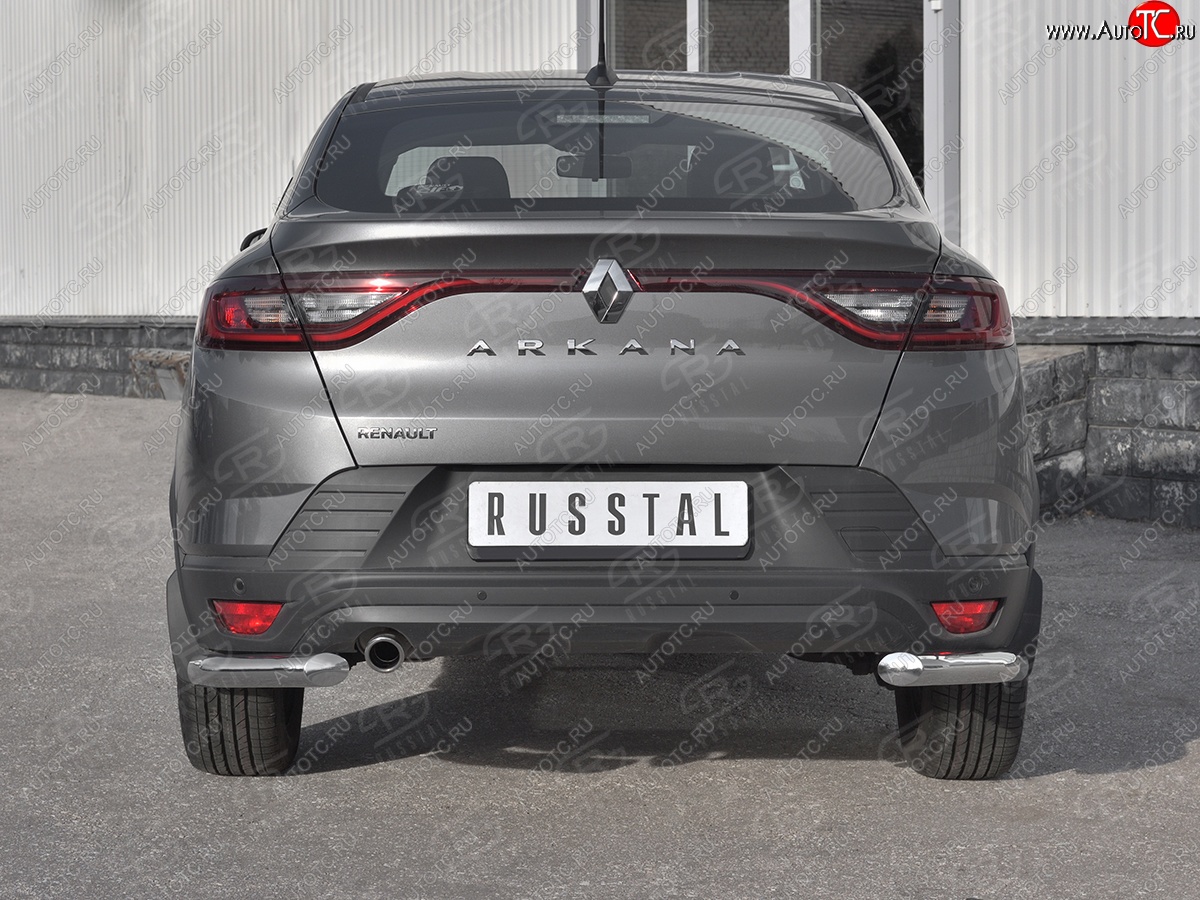 7 899 р. Защита заднего бампера (Ø63 мм уголки, нержавейка) Russtal  Renault Arkana (2019-2024)  с доставкой в г. Екатеринбург