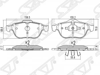 Колодки тормозные SAT (передние) Renault Megane седан  дорестайлинг (2002-2006)