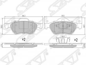 Колодки тормозные SAT (передние) Renault Laguna 2 X74 лифтбэк дорестайлинг (2000-2005)