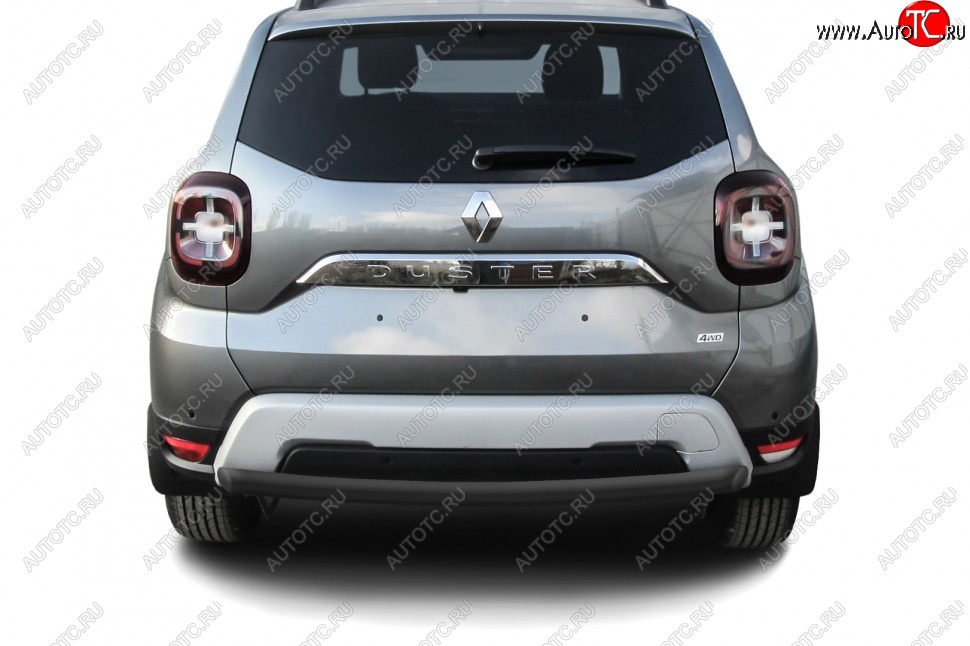 8 299 р. Защита заднего бампера Slitkoff (Ø57 мм)  Renault Duster  HM (2020-2024) (Сталь окрашенная, цвет черный)  с доставкой в г. Екатеринбург