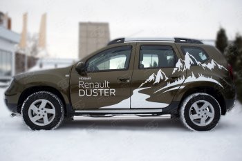 9 549 р. Пороги труба d76 с накладкой Russtal (чёрные V2) Renault Duster HS рестайлинг (2015-2021)  с доставкой в г. Екатеринбург. Увеличить фотографию 3