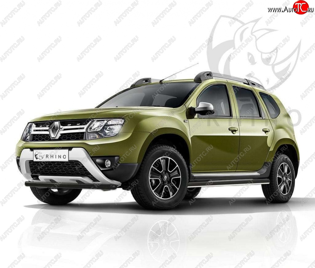 8 799 р. Пороги труба d63 ч. сталь Russtal (v3) Renault Duster HS рестайлинг (2015-2021)  с доставкой в г. Екатеринбург