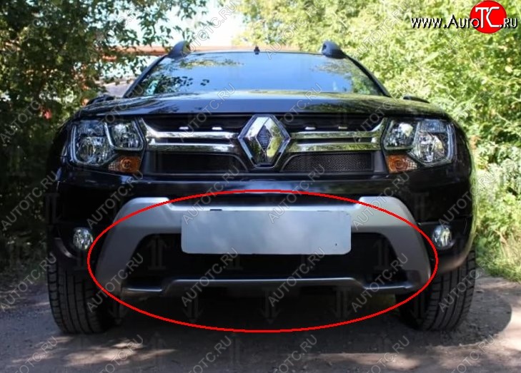 1 469 р. Нижняя защитная сетка на бампер Russtal (черная) Renault Duster HS рестайлинг (2015-2021)  с доставкой в г. Екатеринбург