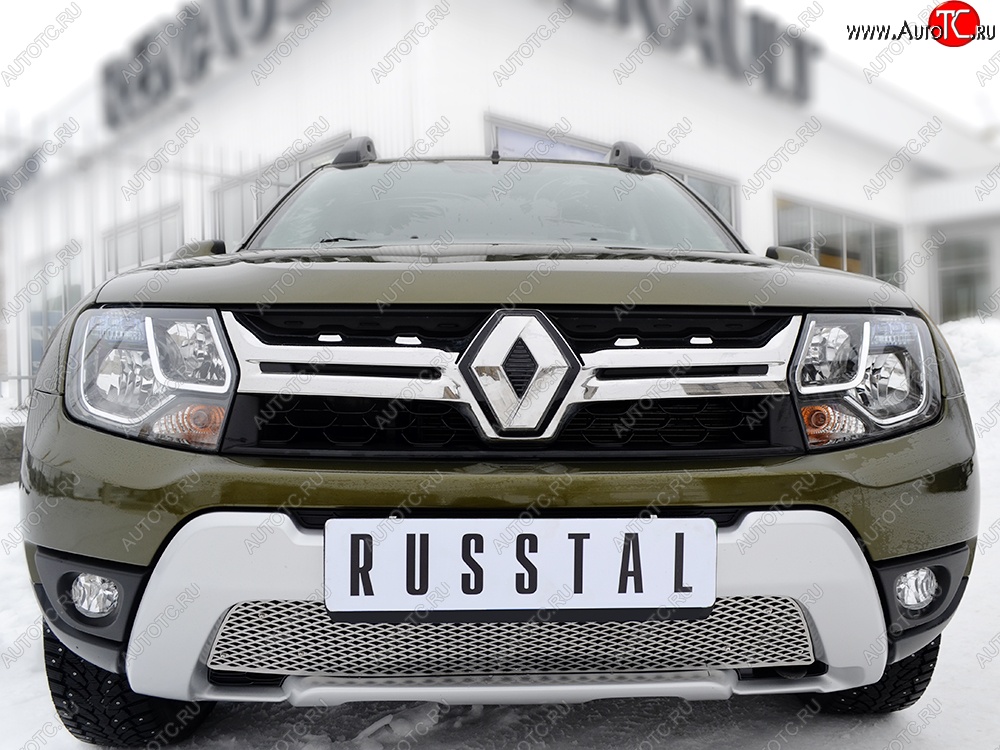 5 999 р. Защитная решётка в воздуховод бампера Russtal (нержавейка) Renault Duster HS рестайлинг (2015-2021)  с доставкой в г. Екатеринбург