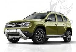 5 699 р. Защита переднего бампера (Ø63 мм волна, нержавейка) Russtal Renault Duster HS рестайлинг (2015-2021)  с доставкой в г. Екатеринбург. Увеличить фотографию 1