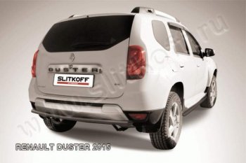 6 449 р. Защита задняя Slitkoff  Renault Duster  HS (2015-2021) рестайлинг (Цвет: серебристый)  с доставкой в г. Екатеринбург. Увеличить фотографию 1