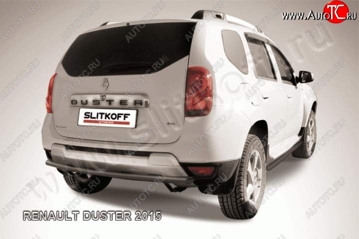 6 449 р. Защита задняя Slitkoff  Renault Duster  HS (2015-2021) рестайлинг (Цвет: серебристый)  с доставкой в г. Екатеринбург