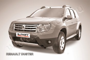 7 599 р. Защита переднего бампер Slitkoff  Renault Duster  HS (2010-2015) дорестайлинг (Цвет: серебристый)  с доставкой в г. Екатеринбург. Увеличить фотографию 1