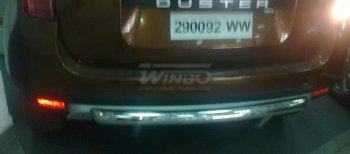 8 699 р. Защита заднего бампера WINBO (Ø63 мм, нержавейка)  Renault Duster  HS (2010-2015) дорестайлинг (Комплектация 4х2)  с доставкой в г. Екатеринбург. Увеличить фотографию 1