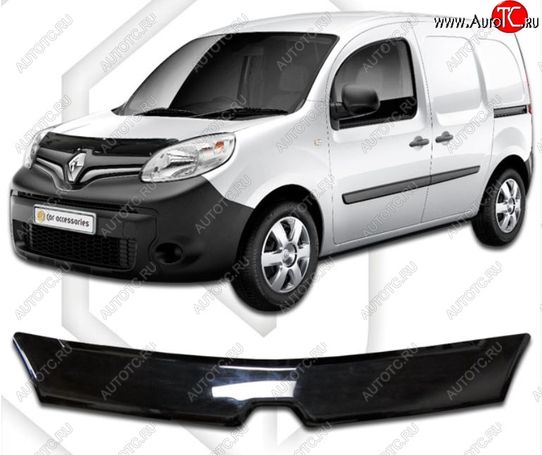 1 759 р. Дефлектор капота CA-Plastiс  Renault Kangoo  KW0 (2013-2016) рестайлинг (Classic черный, Без надписи)  с доставкой в г. Екатеринбург