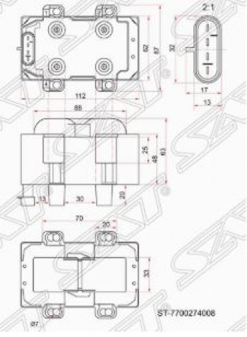 1 849 р. Катушка зажигания (K7J / M) SAT (модуль)  Renault Kangoo  KC - Sandero Stepway  (BS)  с доставкой в г. Екатеринбург. Увеличить фотографию 2