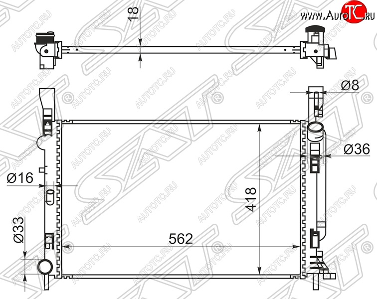 7 549 р. Радиатор двигателя SAT  Renault Kangoo  KW0 (2008-2013) дорестайлинг  с доставкой в г. Екатеринбург