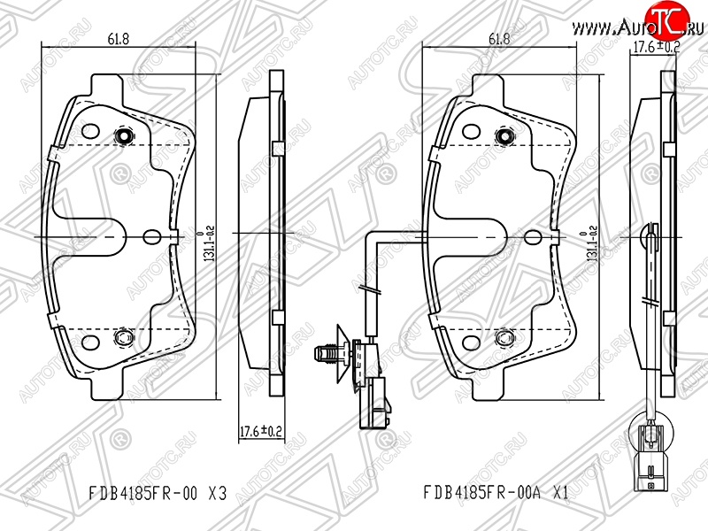 1 299 р. Колодки тормозные SAT (передние)  Renault Kangoo  KW0 (2008-2013) дорестайлинг  с доставкой в г. Екатеринбург