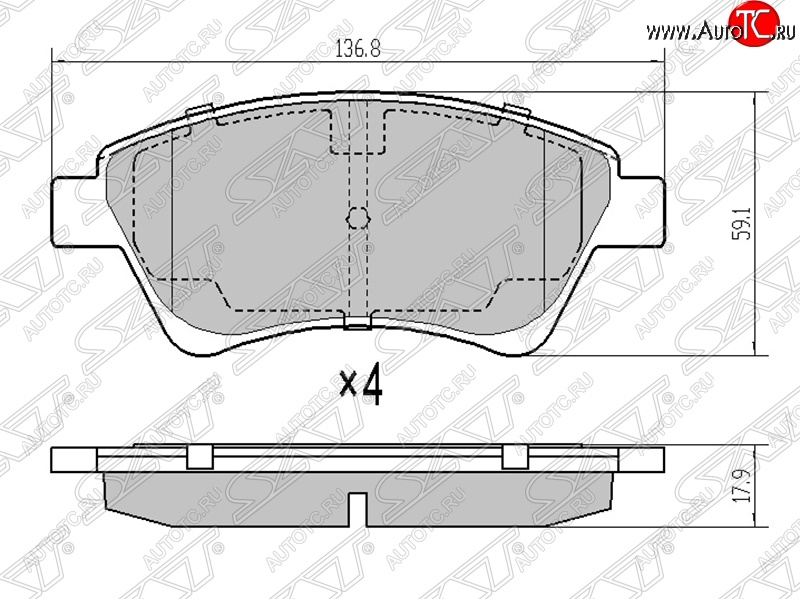 1 099 р. Колодки тормозные SAT (передние)  Renault Megane ( седан,  универсал,  хэтчбэк 5 дв.) - Scenic  2  с доставкой в г. Екатеринбург