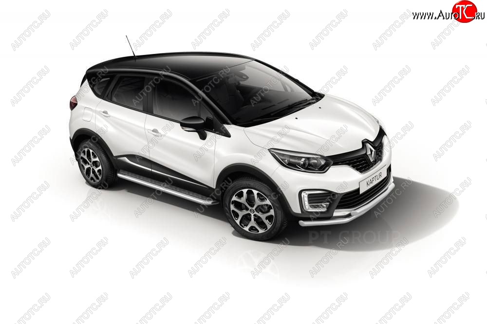 25 999 р. Порожки для ног из трубы Ø51 с алюминиевой площадкой Petroil Tuning Renault Kaptur рестайлинг (2020-2024) (Нержавеющая полированная сталь)  с доставкой в г. Екатеринбург