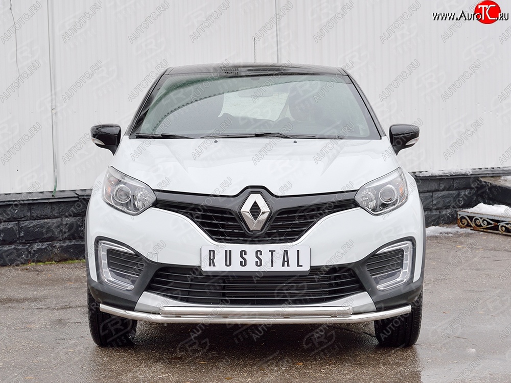 13 549 р. Защита переднего бампера (2 трубыØ42 мм, нержавейка) Russtal Renault Kaptur дорестайлинг (2016-2020)  с доставкой в г. Екатеринбург