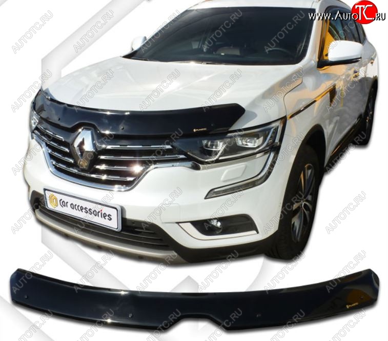 2 079 р. Дефлектор капота CA-Plastic  Renault Koleos  2 (2016-2024) (Classic черный, Без надписи)  с доставкой в г. Екатеринбург