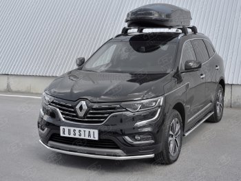 12 999 р. Защита переднего бампера (Ø42 мм, нержавейка) SLITKOFF Renault Koleos 2 (2016-2024)  с доставкой в г. Екатеринбург. Увеличить фотографию 2