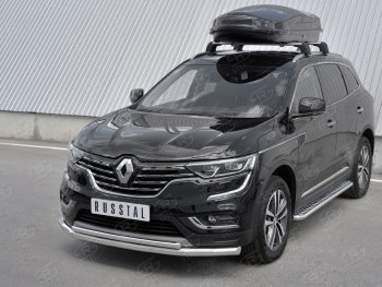 10 649 р. Защита переднего бампера (2 трубы Ø63 и 42 мм, нержавейка) Russtal  Renault Koleos  2 (2016-2024)  с доставкой в г. Екатеринбург. Увеличить фотографию 2