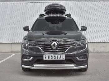 10 649 р. Защита переднего бампера (2 трубы Ø63 и 42 мм, нержавейка) Russtal  Renault Koleos  2 (2016-2024)  с доставкой в г. Екатеринбург. Увеличить фотографию 1