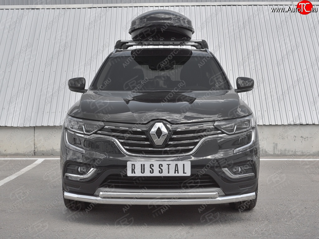 10 649 р. Защита переднего бампера (2 трубы Ø63 и 42 мм, нержавейка) Russtal  Renault Koleos  2 (2016-2024)  с доставкой в г. Екатеринбург