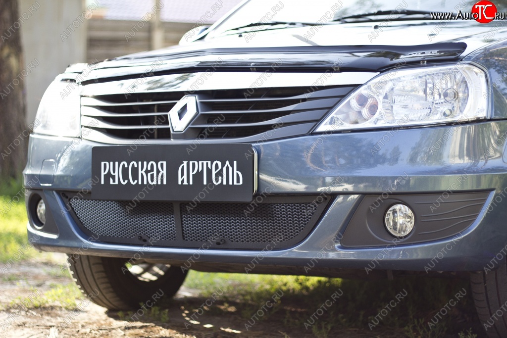 1 699 р. Защитная сетка решетки переднего бампера РА Renault Logan 1 рестайлинг (2010-2016)  с доставкой в г. Екатеринбург