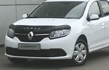 2 379 р. Дефлектор капота CA-Plastic  Renault Logan  2 (2014-2018) дорестайлинг (Classic черный, Без надписи)  с доставкой в г. Екатеринбург. Увеличить фотографию 2