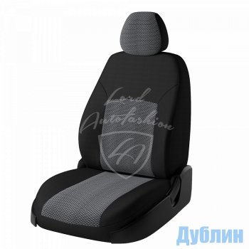 6 399 р. Чехлы для сидений Lord Autofashion Дублин (жаккард, 3 Г-образных подгол-ка)  Renault Logan  2 - Sandero  (B8) (Черный, вставка Ёж Белый)  с доставкой в г. Екатеринбург. Увеличить фотографию 1