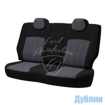 6 399 р. Чехлы для сидений Lord Autofashion Дублин (жаккард, 3 Г-образных подгол-ка) Renault Logan 2 дорестайлинг (2014-2018) (Черный, вставка Ёж Белый)  с доставкой в г. Екатеринбург. Увеличить фотографию 2