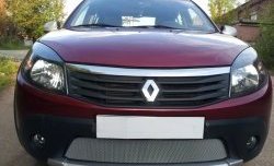 1 539 р. Сетка на бампер Russtal (хром) Renault Sandero Stepway (BS) (2010-2014)  с доставкой в г. Екатеринбург. Увеличить фотографию 2