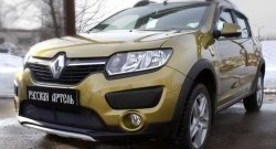 1 799 р. Защитная сетка решетки переднего бампера РА Renault Sandero Stepway (B8) дорестайлинг (2014-2018)  с доставкой в г. Екатеринбург. Увеличить фотографию 2