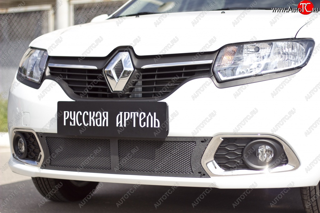 2 099 р. Защитная сетка решетки переднего бампера РА Renault Sandero (B8) дорестайлинг (2014-2018)  с доставкой в г. Екатеринбург