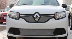 1 539 р. Нижняя сетка на бампер Stepway Russtal (хром)  Renault Sandero  (B8) (2014-2018) дорестайлинг  с доставкой в г. Екатеринбург. Увеличить фотографию 1