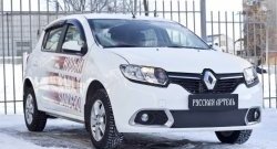 1 129 р. Зимняя заглушка решетки переднего бампера РА Renault Sandero (B8) дорестайлинг (2014-2018)  с доставкой в г. Екатеринбург. Увеличить фотографию 3