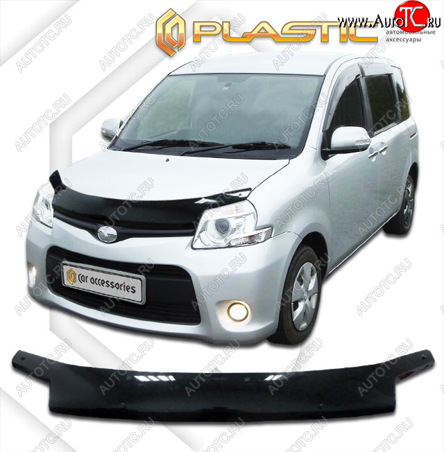 2 079 р. Дефлектор капота CA-Plastic  Toyota Sienta Dice (2011-2015) хэтчбек 5 дв. (Classic черный, без хром. молдинга)  с доставкой в г. Екатеринбург