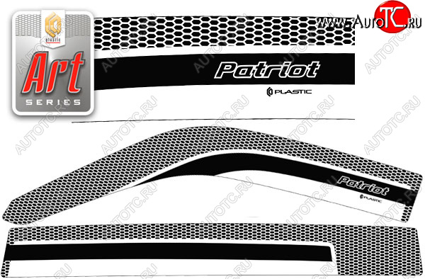 2 299 р. Ветровики дверей CA-Plastic  Уаз Патриот  3163 5 дв. (2005-2013) дорестайлинг (Серия Art черная, без хром. молдинга)  с доставкой в г. Екатеринбург