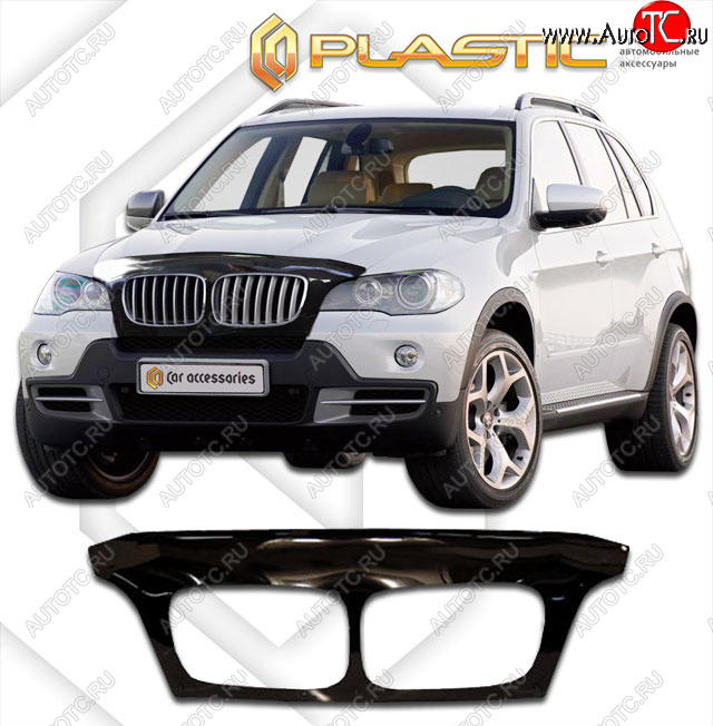 2 479 р. Дефлектор капота (exclusive) CA-Plastic  BMW X5  E70 (2006-2013) дорестайлинг, рестайлинг (Classic чёрный, Без надписи)  с доставкой в г. Екатеринбург