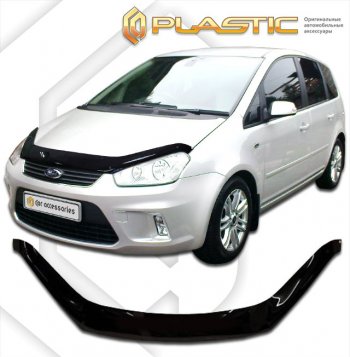 2 079 р. Дефлектор капота (exclusive) CA-Plastic  Ford C-max  Mk1 (2007-2010) рестайлинг (Classic чёрный, Без надписи)  с доставкой в г. Екатеринбург. Увеличить фотографию 1