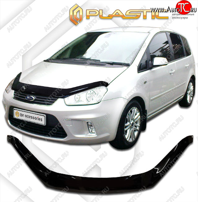 2 079 р. Дефлектор капота (exclusive) CA-Plastic  Ford C-max  Mk1 (2007-2010) рестайлинг (Classic чёрный, Без надписи)  с доставкой в г. Екатеринбург