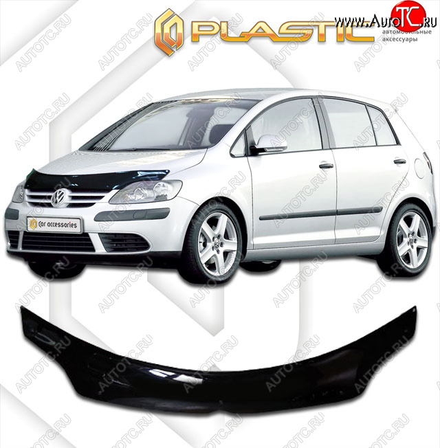 2 199 р. Дефлектор капота (exclusive) CA-Plastic  Volkswagen Golf Plus  5 (2004-2009) (Classic чёрный, Без надписи)  с доставкой в г. Екатеринбург