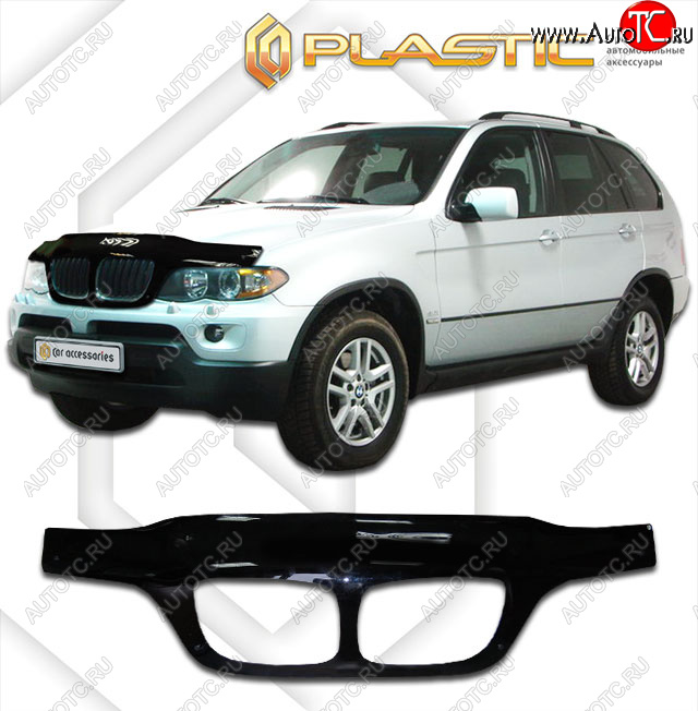 2 799 р. Дефлектор капота (exclusive) CA-Plastic  BMW X5  E53 (2003-2006) рестайлинг (Classic чёрный, Без надписи)  с доставкой в г. Екатеринбург