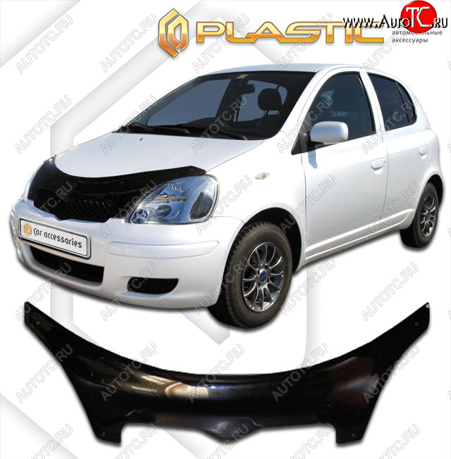 2 599 р. Дефлектор капота (exclusive) CA-Plastic  Toyota Yaris  XP10 (1999-2005) хэтчбэк 5 дв. (Classic чёрный, Без надписи)  с доставкой в г. Екатеринбург