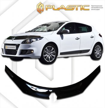 2 199 р. Дефлектор капота (exclusive) CA-Plastic  Renault Megane  купе 3 дв. (2008-2014) дорестайлинг, 1-ый рестайлинг (Classic чёрный, Без надписи)  с доставкой в г. Екатеринбург. Увеличить фотографию 1