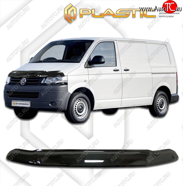 2 599 р. Дефлектор капота (exclusive) CA-Plastic  Volkswagen Transporter  T5 (2009-2015) рестайлинг (Classic чёрный, Без надписи)  с доставкой в г. Екатеринбург