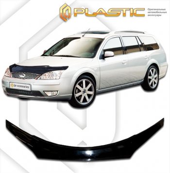 2 079 р. Дефлектор капота (exclusive) CA-Plastic  Ford Mondeo (2000-2007) Mk3,BWY дорестайлинг, универсал, Mk3,BWY рестайлинг, универсал (Classic чёрный, Без надписи)  с доставкой в г. Екатеринбург. Увеличить фотографию 1